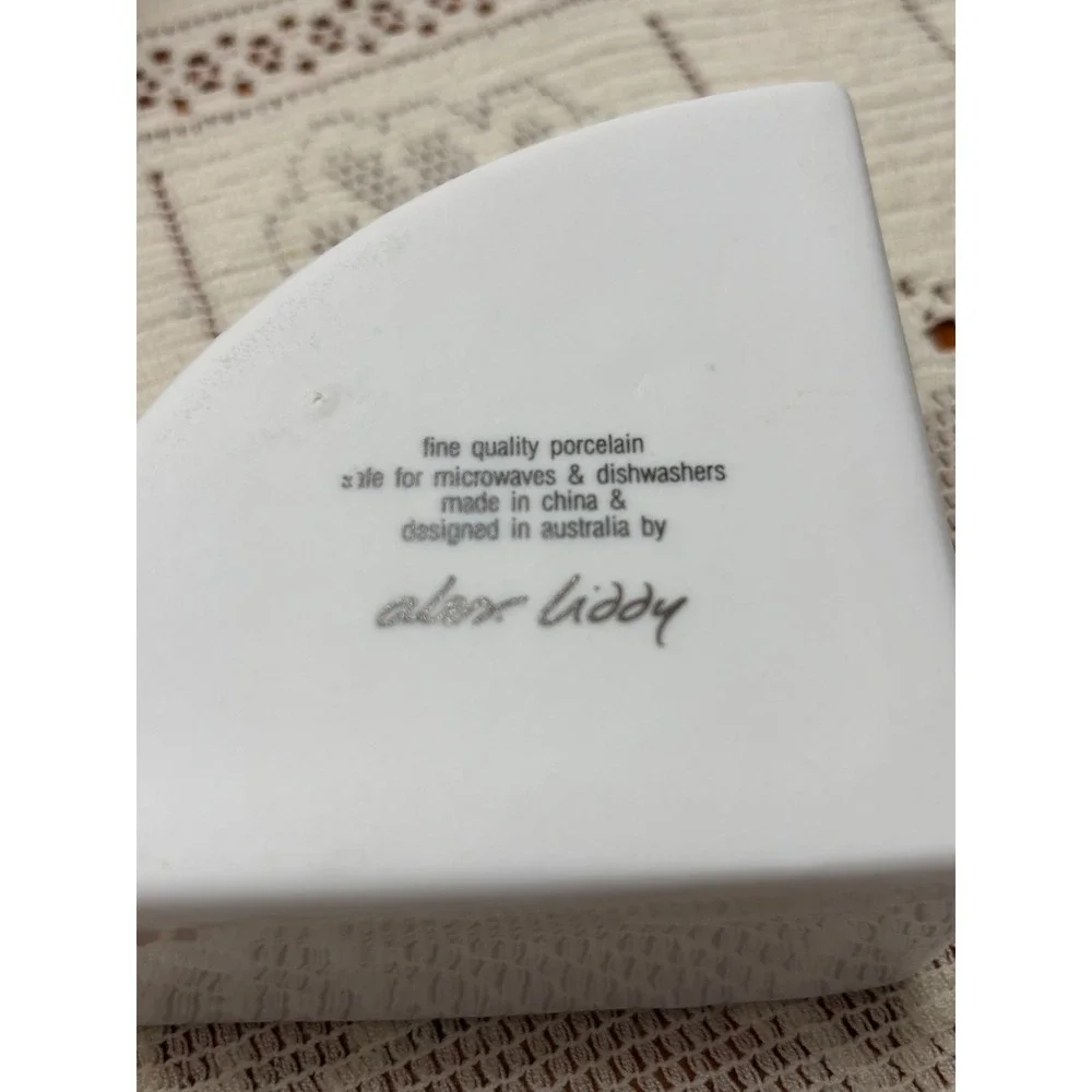 Alex Liddy Porcelain 4 Section Serving Set with Wooden Lazy Susan Turntable Base